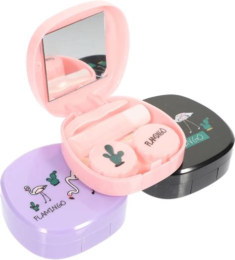 Flamingo Bird Print Contact Lens Case With Mirror 99Wholesale