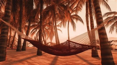 Premium Ai Image Hammock On The Beach Suspended Between Two Large