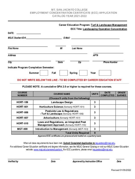 Fillable Online Msjc Ecc Application Turf Landscaping Operation