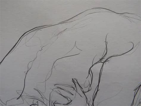 ORIGINAL PENCIL EXPRESSIVE Drawing Sketch Of A Crouching Female Nude