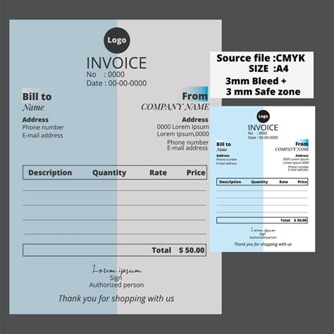 Invoice template design with two color 22207567 Vector Art at Vecteezy