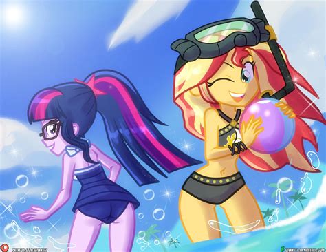 3394723 Safe Artist Dieart77 Sci Twi Sunset Shimmer Twilight