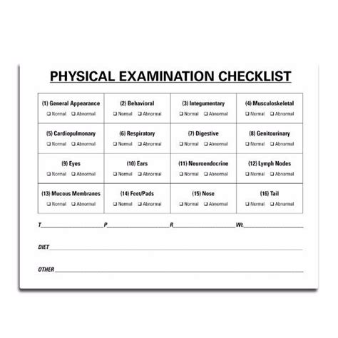 Printable Veterinary Physical Exam Form