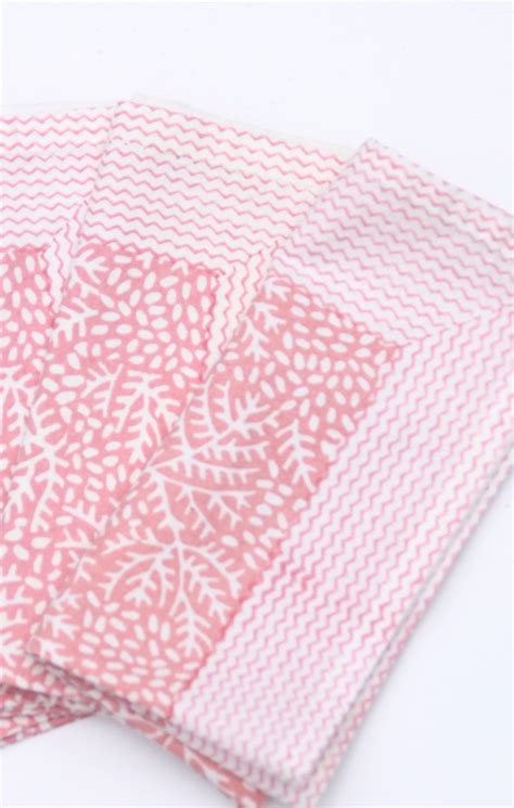 Set Floral Coral Servetten Napkins Rozablue