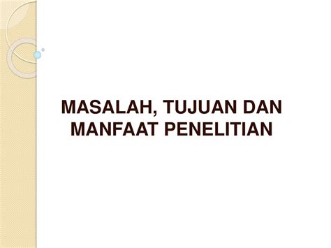 Tujuan Dan Manfaat Penelitian Newstempo