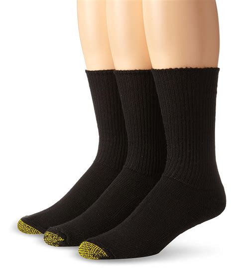 Gold Toe Mens Cushion Foot Sock Size 10 13 Black 3 Pack Casual Crew Mens Socks Ebay