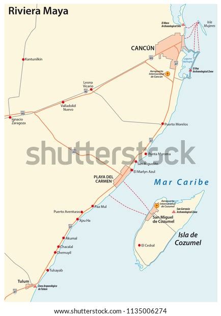 Riviera Maya Road Vector Map Quintana Stock Vector (Royalty Free ...