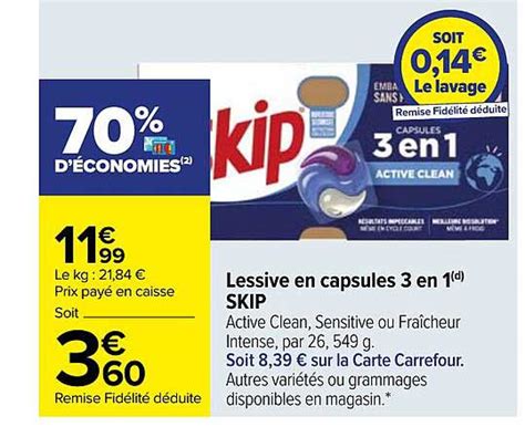 Promo Lessive En Capsules En Skip Chez Carrefour Icatalogue Fr