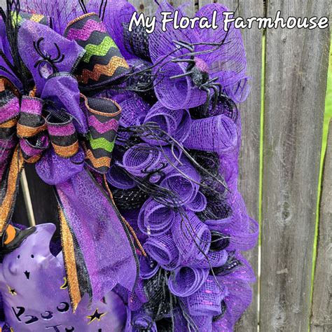 Purple Boo To You Square Light Up Halloween Wreath Etsy