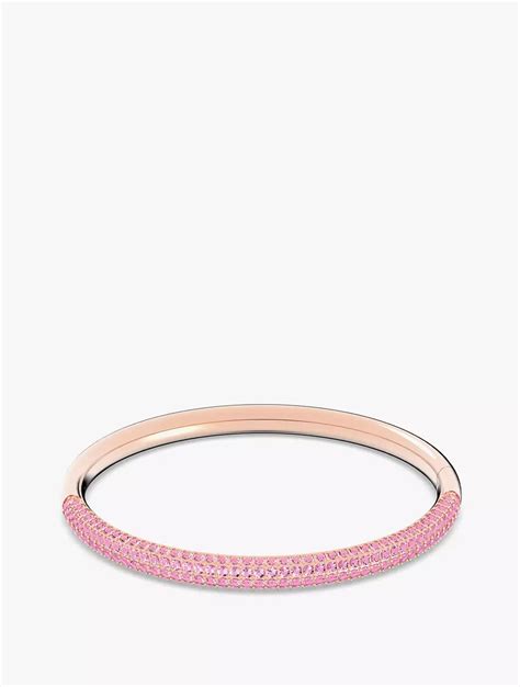 Jual Swarovski Stone Bangle Pink Rose Gold Tone Pvd S Pink