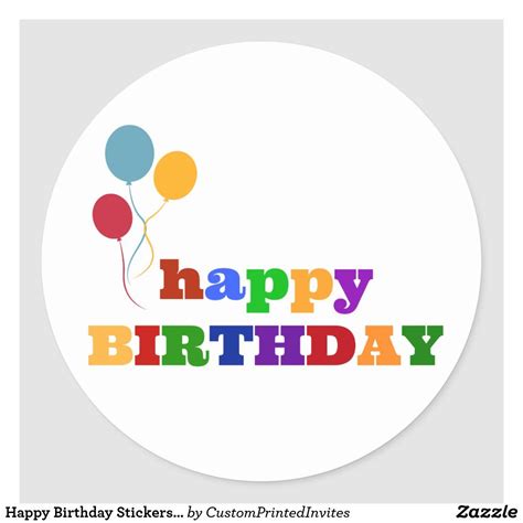 Happy Birthday Stickers Colorful Balloons Zazzle Birthday Stickers Happy Birthday Logo