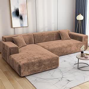 Amazon de HEYOMART Sofabezug Ecksofa L Form Stretch Plüsch Sofa