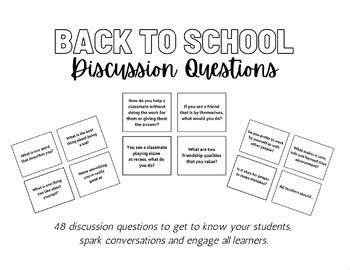 Back To School Discussion Questions By Kelsey Dang Tpt