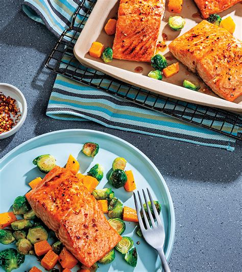 Sheet Pan Honey Mustard Glazed Salmon With Roasted Vegetables