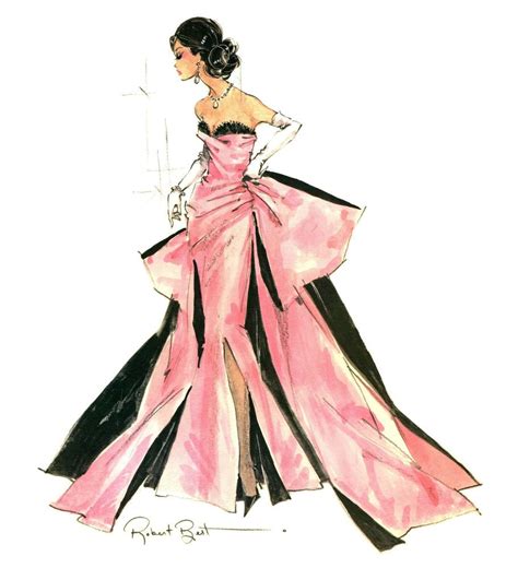 Robert Best Barbie Print Pink And Black Ball Gown Fashion Sketches