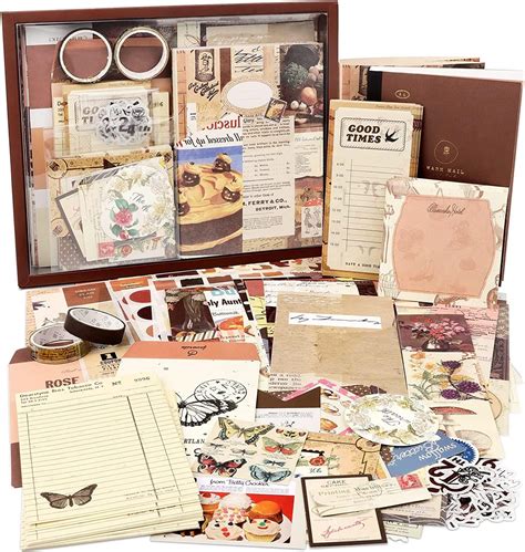 Draupnir 346 Pezzi Vintage Aesthetic Scrapbook Accessory Set Bullet