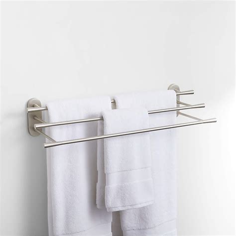 Tapered Brushed Nickel Wall-Mounted Bathroom Towel Rack | Crate ...