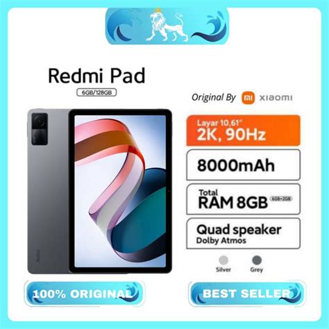 Jual Redmi Pad Helio G99 Layar 2k 90hz 8000mah Quad Speaker 6 128 Gb