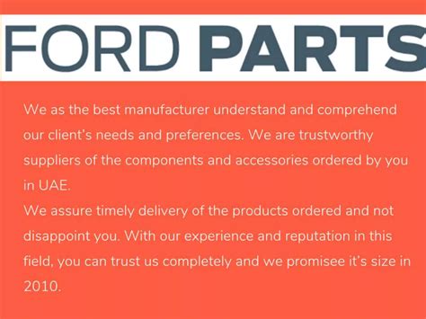 Ford Spare Parts Shop Ppt