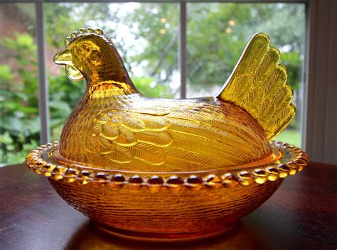 Vintage Amber Glass Hen On Nest Indiana Glass Etsy Indiana Glass Amber Glass Glass Collection