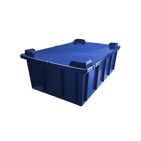 Caixa Plastica Organizadora Empilhavel 36L Tampa Azul Azul