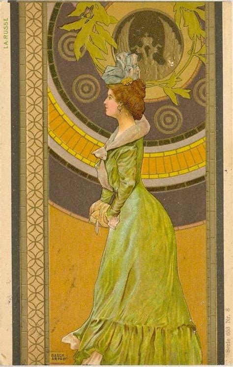 La Russe Postcard 1900 By Árpád Basch Budapest Art Nouveau Illustration Illustration Art