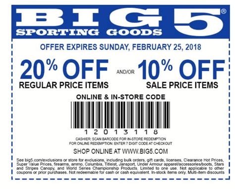 Big 5 Sporting Goods Printable Coupon Fun Sports Big 5 Sporting