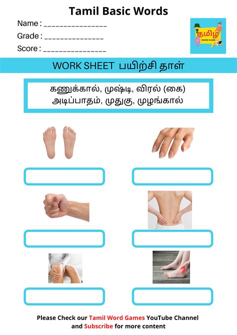 Tamil Match The Correct Word Practice Worksheet 3 Word Games Word Practice Printable Board