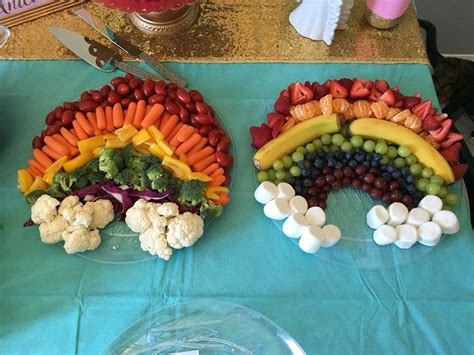 Rainbow Fruit And Vegetable Tray Pig Birthday Cakes Unicorn Party