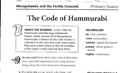 Hammurabi S Code For 6th Graders