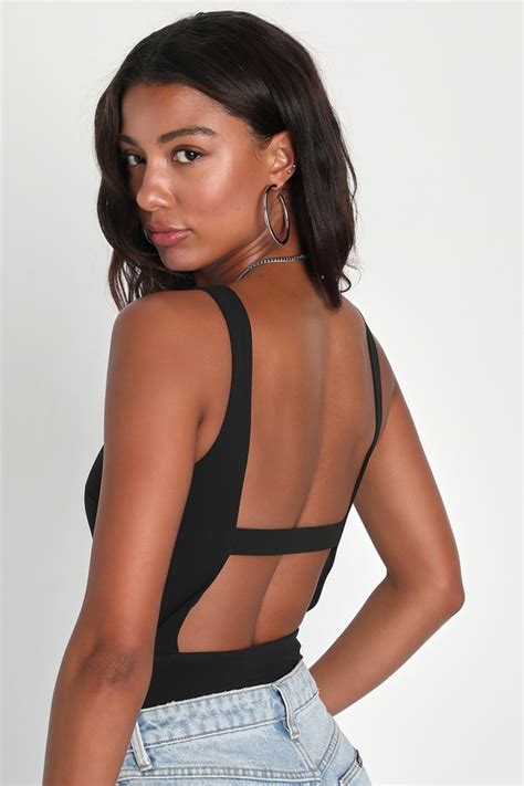 Black Backless Bodysuit Sleeveless Bodysuit Sexy Bodysuit Lulus