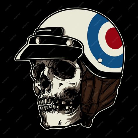 Premium Vector | Skull wearing motorcycle helmet