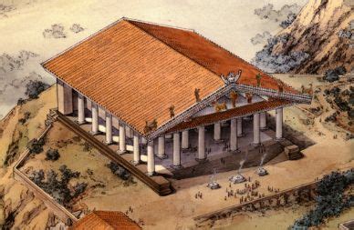 An Old Painting Of A Building On Top Of A Hill With People Standing