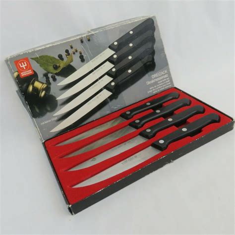 Wusthof Dreizack 4 Steak Knife Set 9729 Made In Germany Original Box Knives Vtg Wsthof Steak