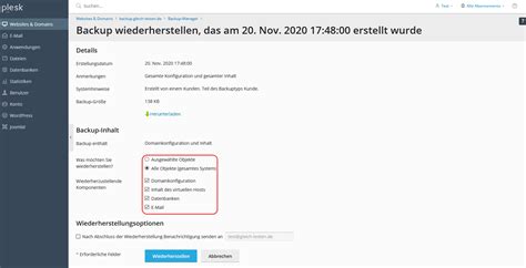 Wie Stelle Ich In Plesk Ein Backup Wieder Her Power Netz