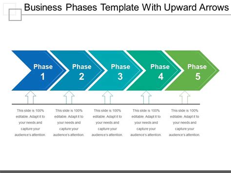 Business Phases Template With Upward Arrows Powerpoint Templates