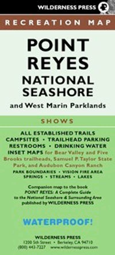 Point Reyes National Seashore Topo Hiking Map L Wilderness Press