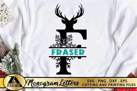 Christmas Monogram SVG Reindeer Split Monogram Letter SVG