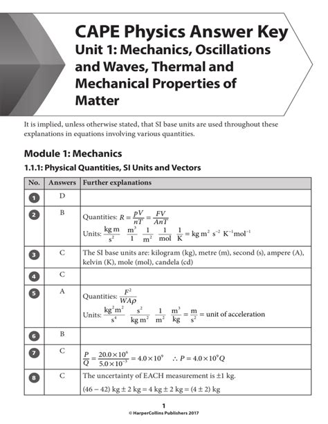 Cape Physics Mcq Answer Key