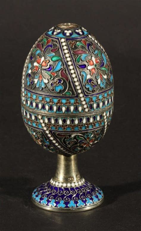 491 Russian Silver And Cloisonne Enamel Convertible Egg Lot 491 Russian Silver Faberge Eggs