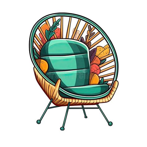 Acapulco Chair In Cartoon Style Stiker On White Background On Isolated