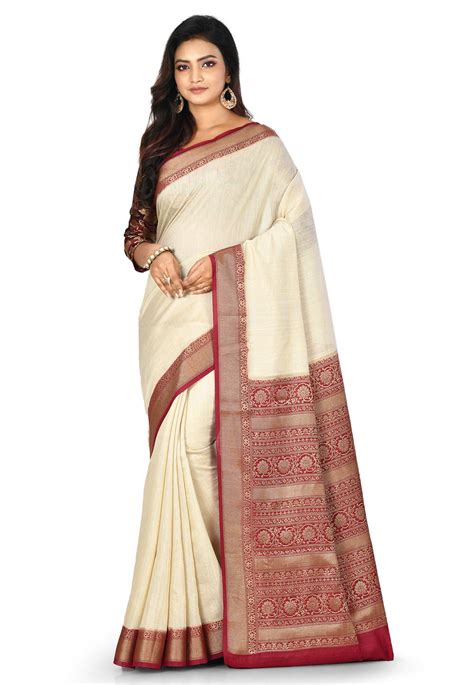 Buy Banarasi Muga Silk Saree In Light Beige Online Snea Utsav