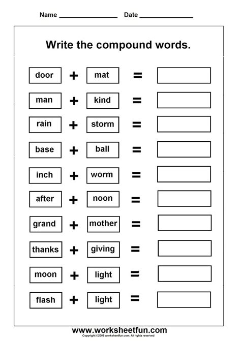 Compound Word List 2nd Grade