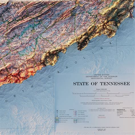 Vintage Tennessee Relief Map (1977) | Muir Way