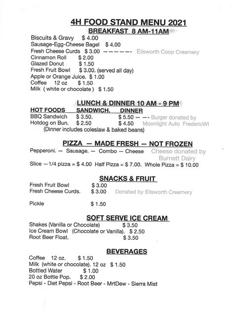 Fair Food Menus Polk County Fair