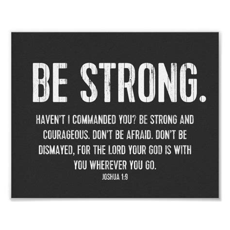 Favorite Bible Verse Poster Christian Be Strong Poster Zazzle