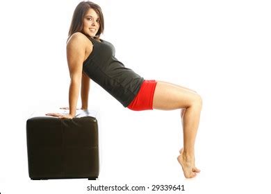 Naked Woman Leaning On Cube Studio Stock Photo Shutterstock