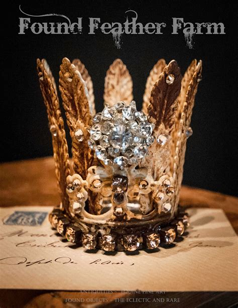 Handmade Rusted Tin Crown With Hand Embellished Light Peach Jewels