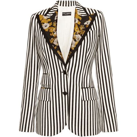 Dolce And Gabbana Striped Blazer With Embroidery 2595 Liked On