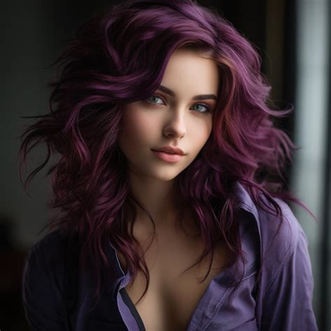 Premium AI Image A Woman With Purple Hair